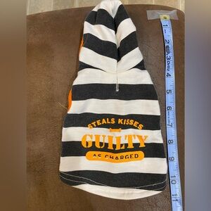 Martha Stewart Black and White Striped Pet Hoodie with Orange Trim